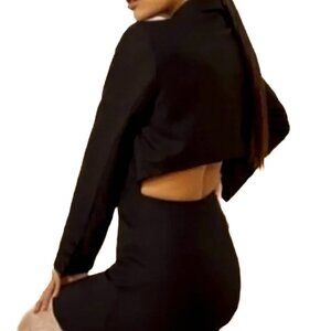Reformation Black Button-Down Back Cutout Tuxedo Mini Dress Size 4 - NWOT